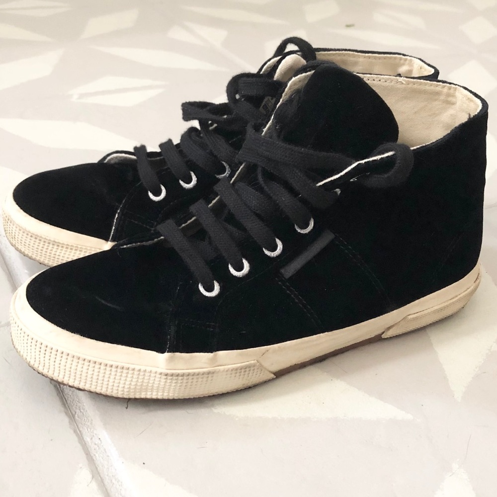Superga x man repeller black velvet sneakers high